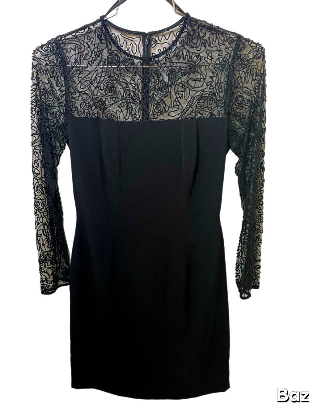 Vintage 90s Abstract Beaded Little Black Dress by Nite Line